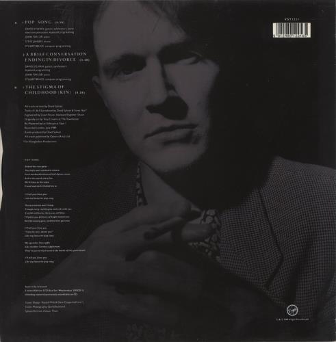 David Sylvian Pop Song 12" vinyl single (12 inch record / Maxi-single) UK SYL12PO05880
