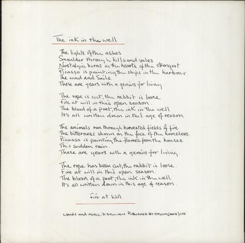 David Sylvian The Ink In The Well - Poster Sleeve - EX 12" vinyl single (12 inch record / Maxi-single) UK SYL12TH629332