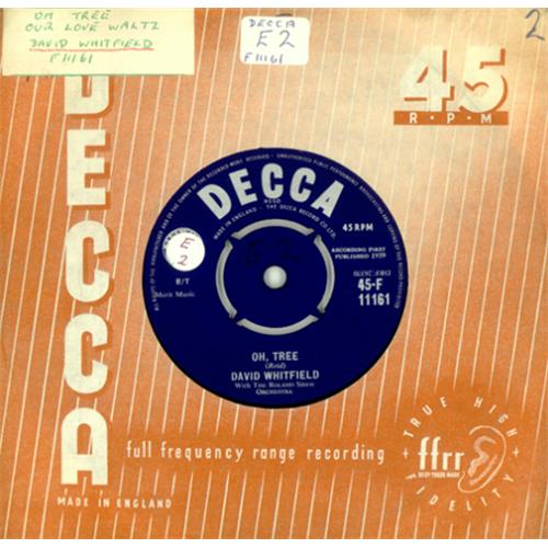 David Whitfield Oh, Tree UK 7" vinyl single (7 inch record / 45) (419758)