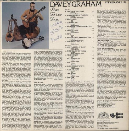 Davy Graham Dance For Two People - Autographed vinyl LP album (LP record) UK DVGLPDA863435