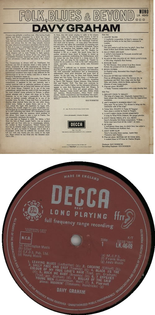 UK DECCAプレス DAVY GRAHAM - FOLK， BLUES AND BEYOND