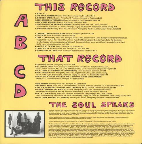 De La Soul 3 Feet High & Rising 2-LP vinyl record set (Double LP Album) US DLS2LFE243470