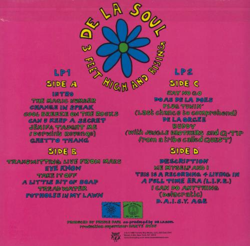 De La Soul 3 Feet High And Rising - Clear Blue, Orange & Green Splatter Vinyl 2-LP vinyl record set (Double LP Album) US DLS2LFE820197