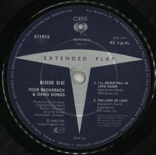 Deacon Blue Four Bacharach & David Songs 7" vinyl single (7 inch record / 45) UK DBL07FO35801