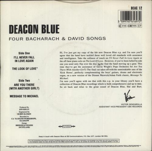 Deacon Blue Four Bacharach & David Songs 7" vinyl single (7 inch record / 45) UK DBL07FO35801