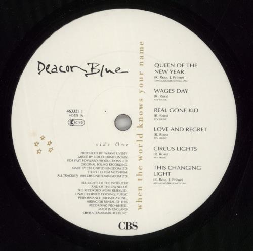 Deacon Blue When The World Knows Your Name - Gatefold - Song Sticker vinyl LP album (LP record) UK DBLLPWH868173