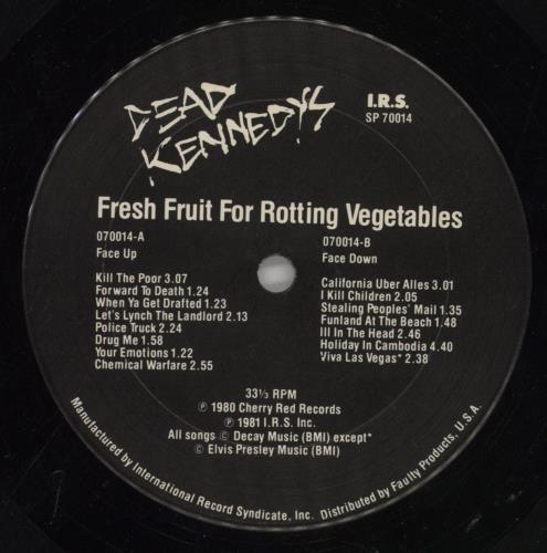 Dead Kennedys Fresh Fruit For Rotting Vegetable vinyl LP album (LP record) US DKNLPFR861713