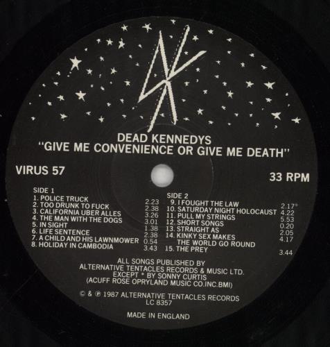 Dead Kennedys Give Me Convenience Or Give Me Death - VG vinyl LP album (LP record) UK DKNLPGI854835