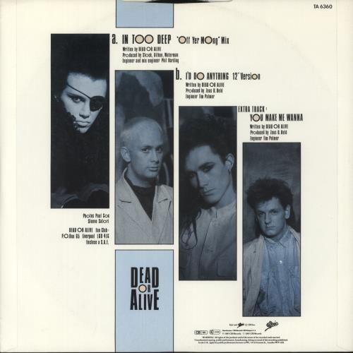 Dead Or Alive In Too Deep 12" vinyl single (12 inch record / Maxi-single) UK DOA12IN18293