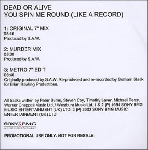 Dead Or Alive You Spin Me Round CD-R acetate UK DOACRYO386876