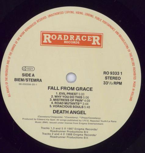 Death Angel Fall From Grace vinyl LP album (LP record) UK DH9LPFA654742