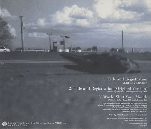 Death Cab For Cutie Title And Registration CD single (CD5 / 5") US DCZC5TI492938