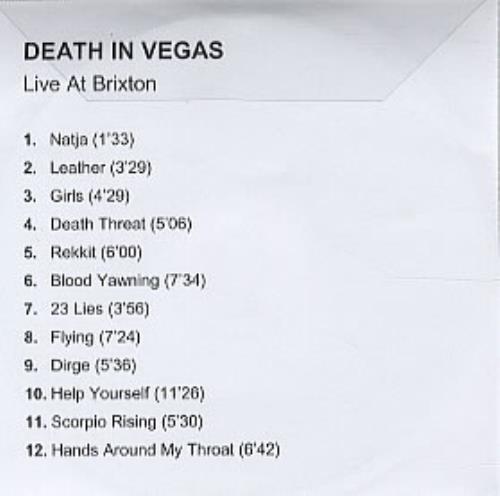 Death In Vegas Live At Brixton CD-R acetate UK DEACRLI311449