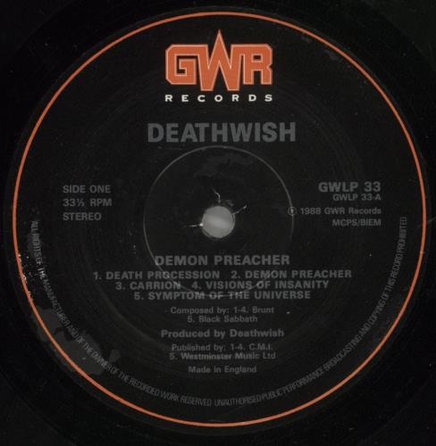 Deathwish Demon Preacher vinyl LP album (LP record) UK 1FULPDE743464