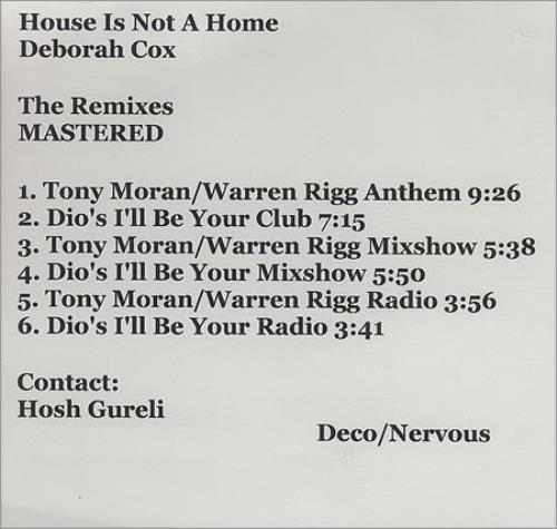 Deborah Cox House Is Not A Home - The Remixes CD-R acetate US DBXCRHO410072