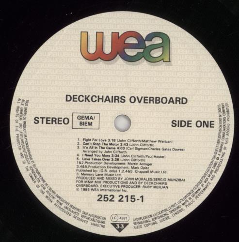 Deckchairs Overboard Deckchairs Overboard vinyl LP album (LP record) German F5JLPDE860545