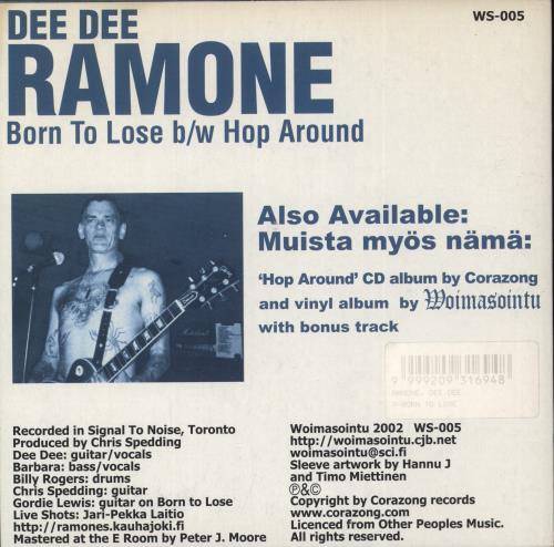 Dee Dee Ramone Born To Lose 7" vinyl single (7 inch record / 45) Finnish DB907BO871487