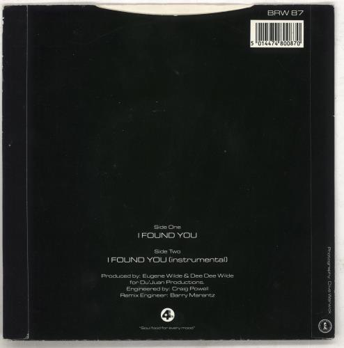 Dee Dee Wilde I Found You 7" vinyl single (7 inch record / 45) UK DF907IF707150