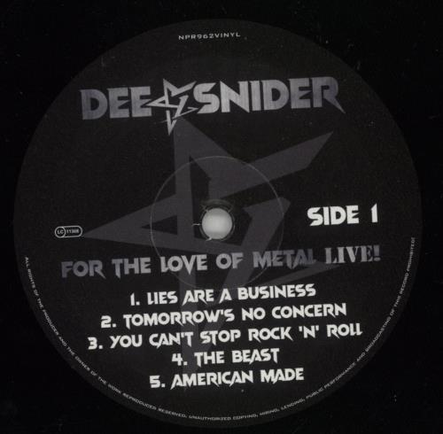 Dee Snider For The Love Of Metal Live! - Shrink 2-LP vinyl record set (Double LP Album) UK 9ME2LFO872348