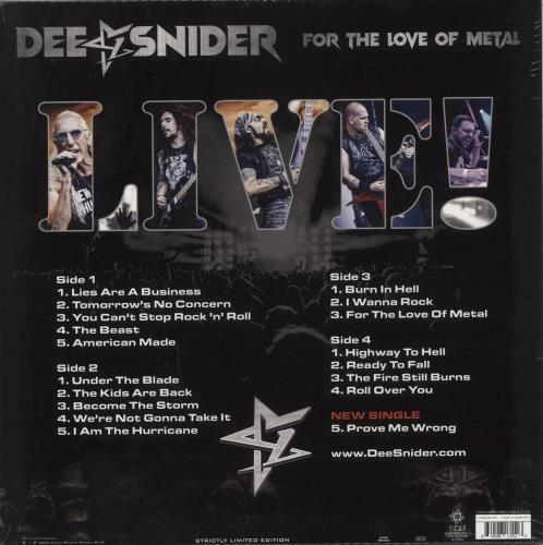 Dee Snider For The Love Of Metal Live! - Shrink 2-LP vinyl record set (Double LP Album) UK 9ME2LFO872348