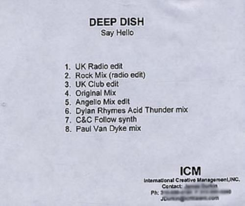 Deep Dish Say Hello - Mixes CD-R acetate US DD1CRSA344846