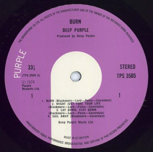 Deep Purple Burn - 1st - VG vinyl LP album (LP record) UK DEELPBU787528