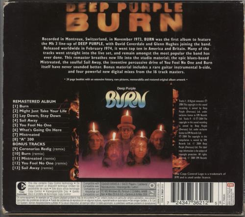 Deep Purple Burn - 30th Anniversary Edition CD album (CDLP) UK DEECDBU602694