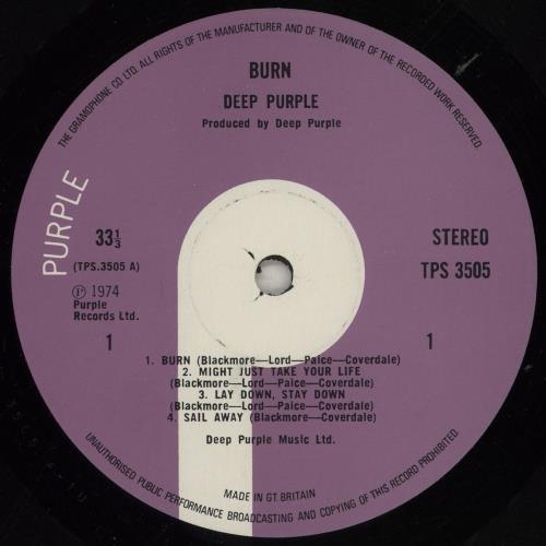 Deep Purple Burn - Gramophone/EMI Labels vinyl LP album (LP record) UK DEELPBU547486