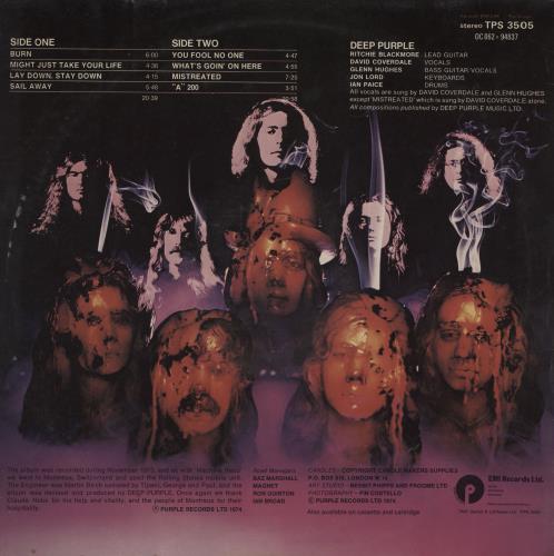 Deep Purple Burn - Gramophone/EMI Labels vinyl LP album (LP record) UK DEELPBU547486
