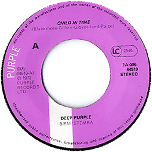 Deep Purple Child In Time 7" vinyl single (7 inch record / 45) Dutch DEE07CH630541