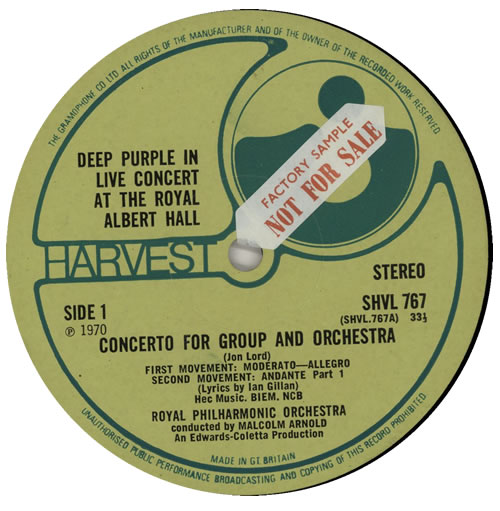 Deep Purple Concerto For Group And Orchestra - 1st - Sample vinyl LP album (LP record) UK DEELPCO578706