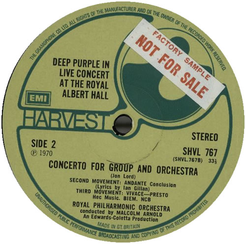 Deep Purple Concerto For Group And Orchestra - 2nd - Sample vinyl LP album (LP record) UK DEELPCO582612