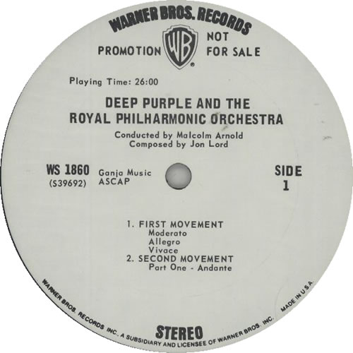 Deep Purple Concerto For Group And Orchestra vinyl LP album (LP record) US DEELPCO630602