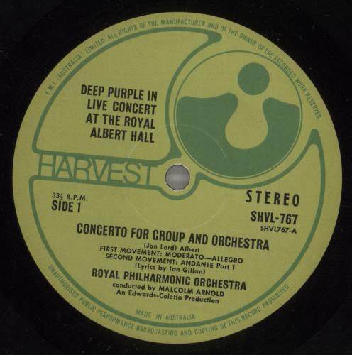 Deep Purple Concerto For Group And Orchestra vinyl LP album (LP record) Australian DEELPCO888499