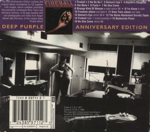 Deep Purple Fireball CD album (CDLP) UK DEECDFI385532