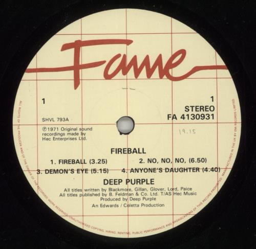 Deep Purple Fireball vinyl LP album (LP record) UK DEELPFI400943