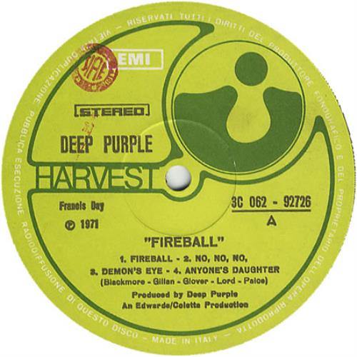 Deep Purple Fireball vinyl LP album (LP record) Italian DEELPFI409947
