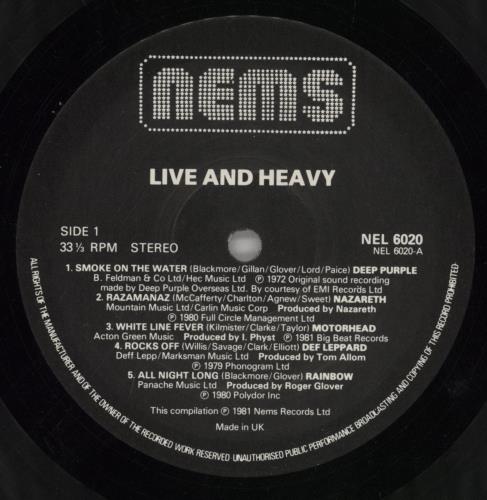 Deep Purple Live And Heavy vinyl LP album (LP record) UK DEELPLI467140