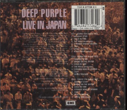 Deep Purple Live In Japan 3-CD album set (Triple CD) UK DEE3CLI95539
