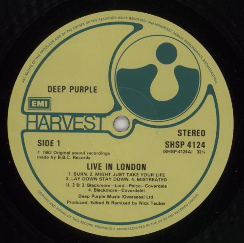 Deep Purple Live In London vinyl LP album (LP record) UK DEELPLI864425