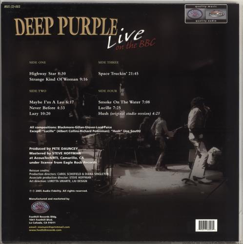 Deep Purple Live On The BBC 2-LP vinyl record set (Double LP Album) US DEE2LLI706968