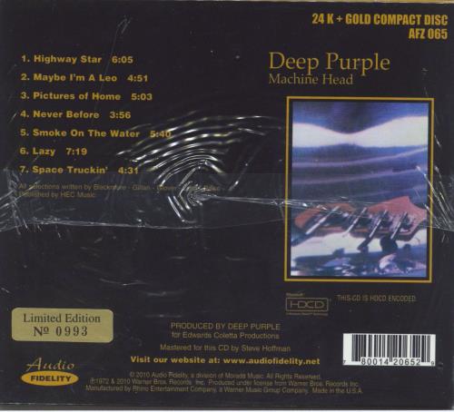 Deep Purple Machine Head - Sealed CD album (CDLP) US DEECDMA806012