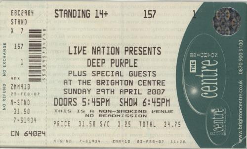 Deep Purple Rapture Of The Deep World Tour + Ticket Stub tour programme UK DEETRRA872451