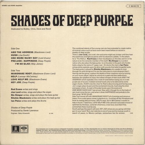 Deep Purple Shades Of Deep Purple vinyl LP album (LP record) German DEELPSH706825