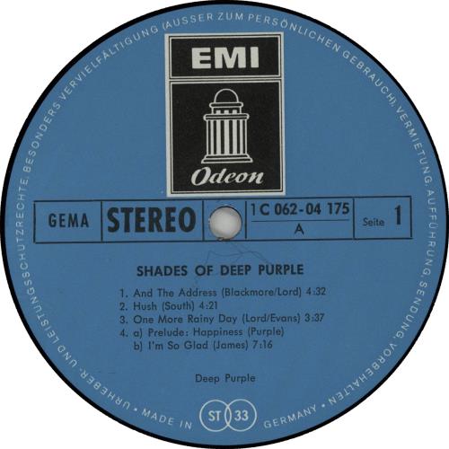 Deep Purple Shades Of Deep Purple vinyl LP album (LP record) German DEELPSH75306