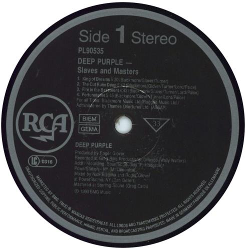 Deep Purple Slaves And Masters - VG vinyl LP album (LP record) UK DEELPSL811304