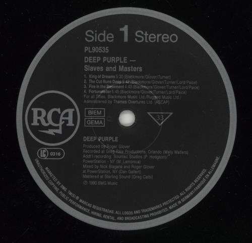 Deep Purple Slaves And Masters vinyl LP album (LP record) UK DEELPSL98922