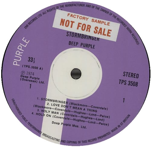 Deep Purple Stormbringer - 1st - Factory Sample vinyl LP album (LP record) UK DEELPST77445