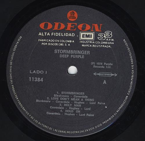 Deep Purple Stormbringer vinyl LP album (LP record) Colombian DEELPST374224