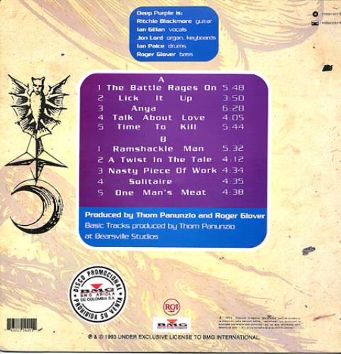 Deep Purple The Battle Rages On - Promo Stickered vinyl LP album (LP record) Colombian DEELPTH345918